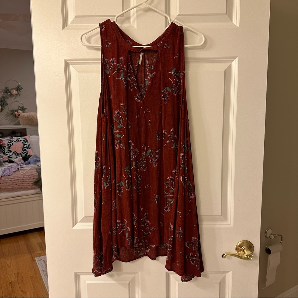 Free People Maroon Floral Tunic shirt dress